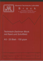Zeichenpapier A3 mit Rand u. Schriftfeld 25 Blatt
