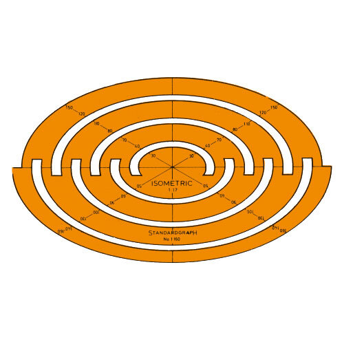 Standardgraph Ellipsenschablone-Isometrie 30-160